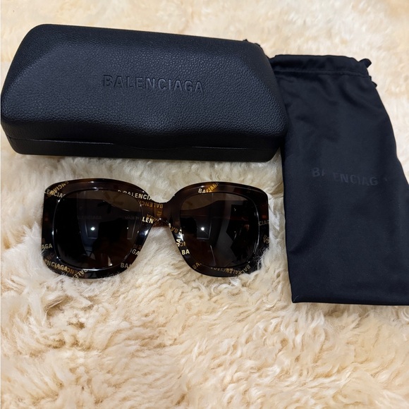 Original BALENCIAGA Logo 53 MM SQUARE BB0069S 0069S SUNGLASSES Havana 002 - Picture 11 of 13